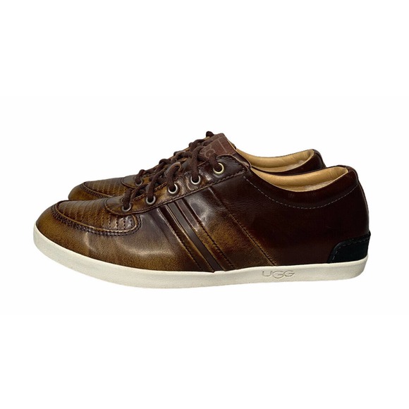 Mens Ugg Australia Brook-Lin Brown Leather Two Tone Lace Up Shoes Sneakers Sz 9 main image 5